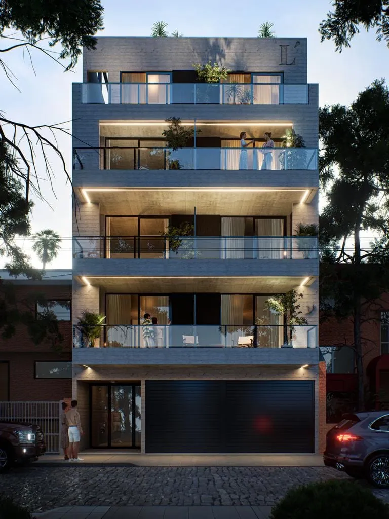 Frente del edificio Bozzano, Céspedes 3333, Colegiales